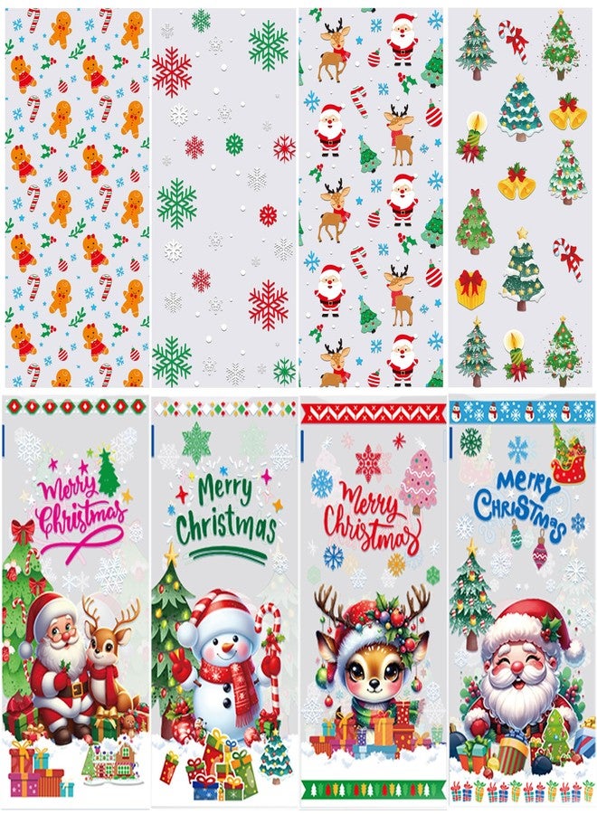 EUVBOKW 100 PCS Christmas Cellophane Treat Bags with Gold Twist Ties – Holiday Candy Goody Bags with 8 Festive Designs 11 x 5 Inch Gifts Bag for Party Supplies (Christmas) - Image 1